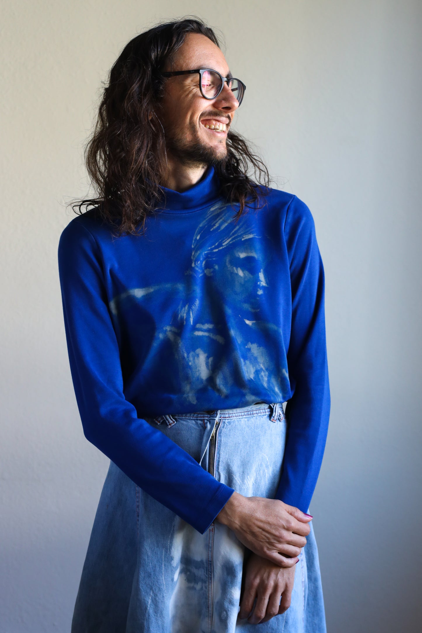 amor azul upcycled turtle neck