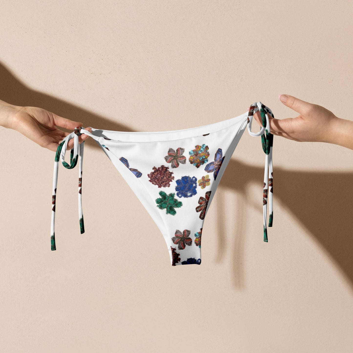 coral - recycled string bikini bottom