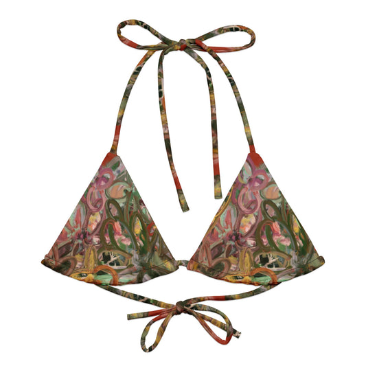 swirl - print recycled string bikini top