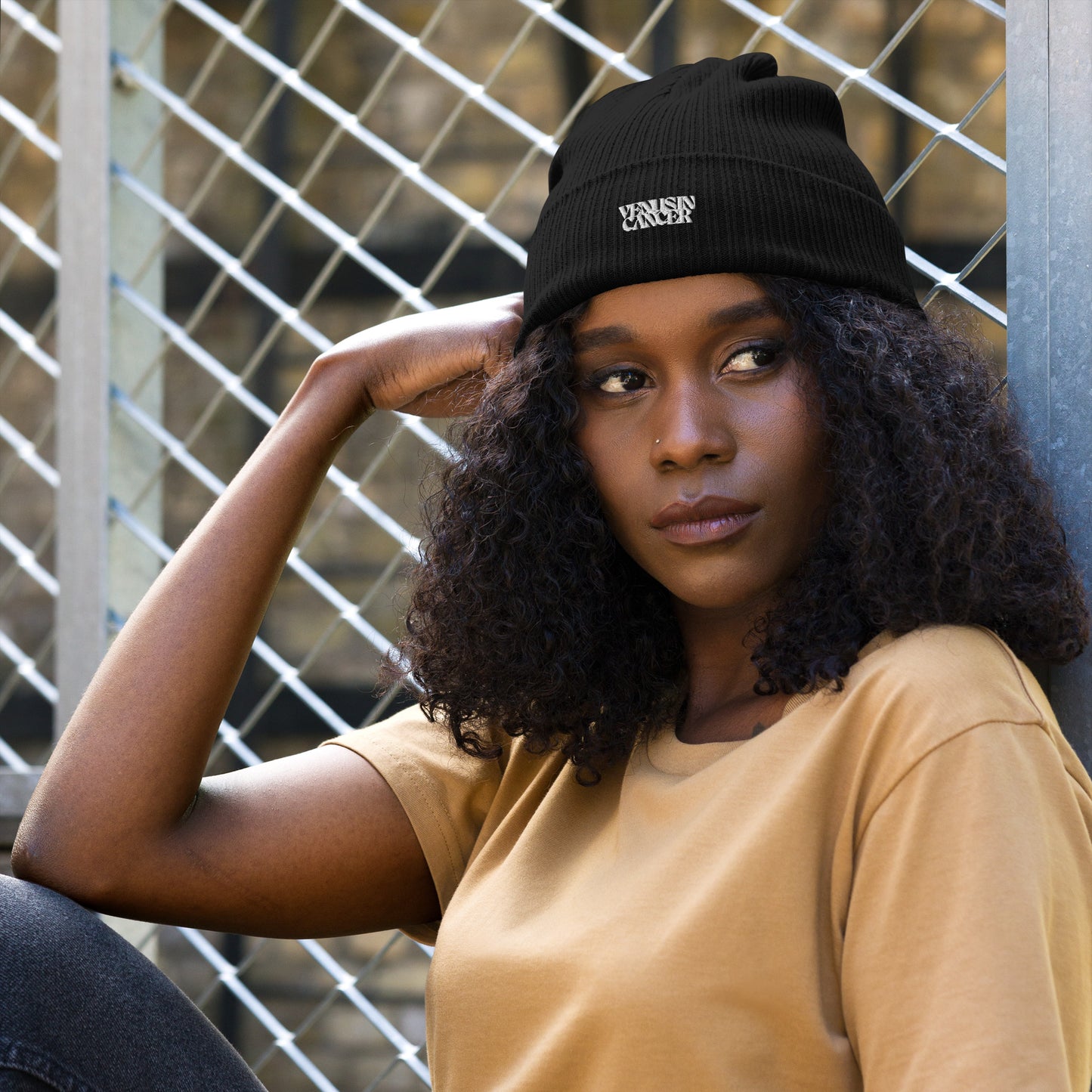 venus in cancer organic ribbed beanie