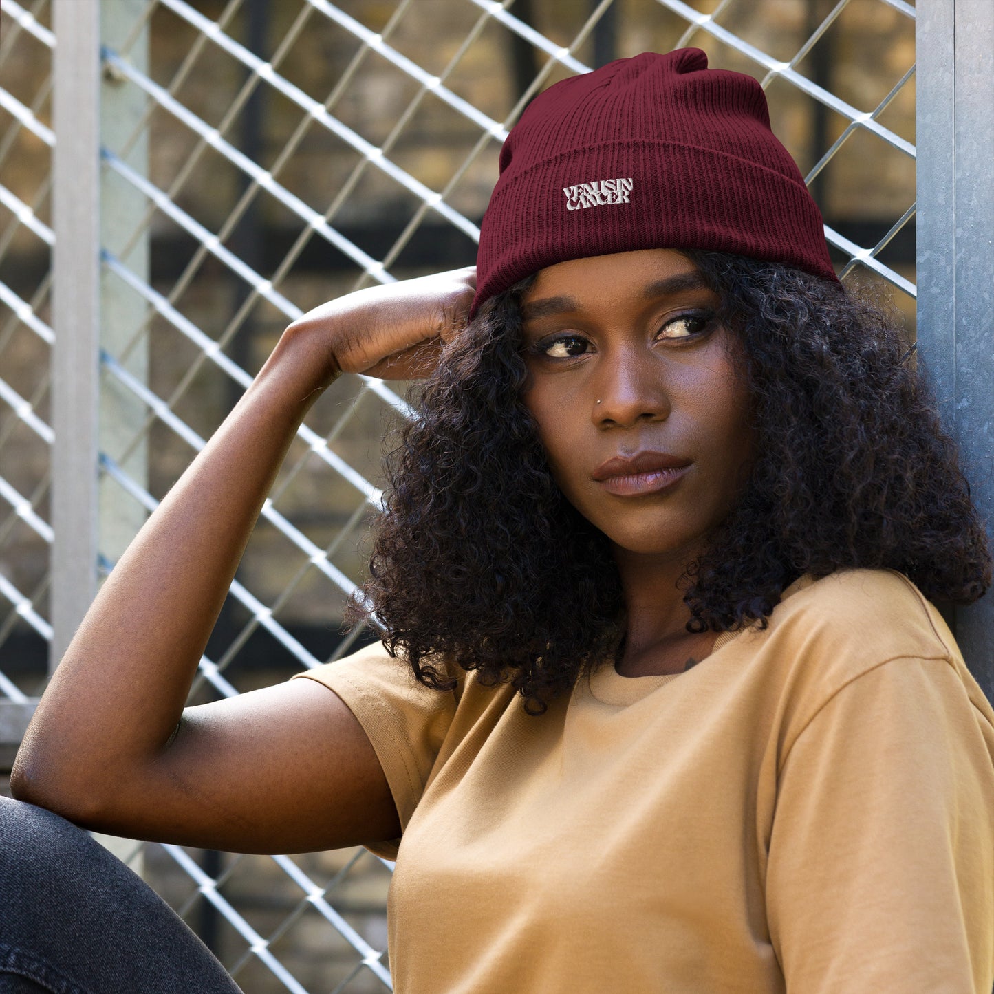 venus in cancer organic ribbed beanie