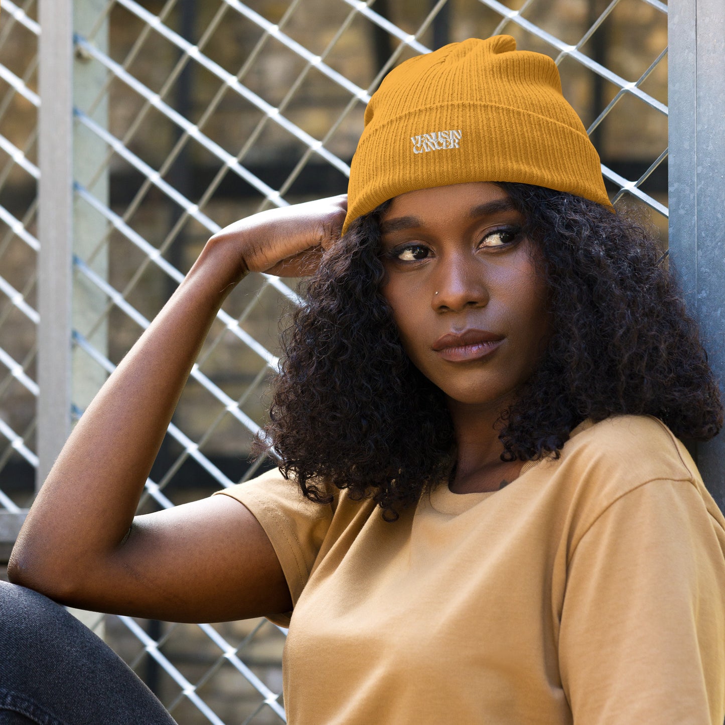 venus in cancer organic ribbed beanie